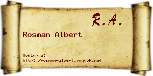 Rosman Albert névjegykártya